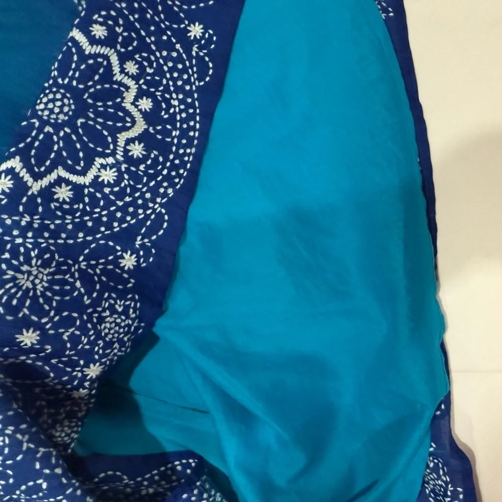 Jones New York Skirt Floral Print A Line Skirt Coastal Boho Ombré Blue Size 4